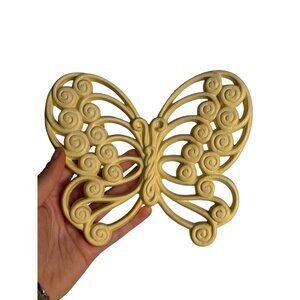 VTG Burwood Ivory Butterfly Wall Plaque 1970s Design Cottagecore Decor 5.5"x5"